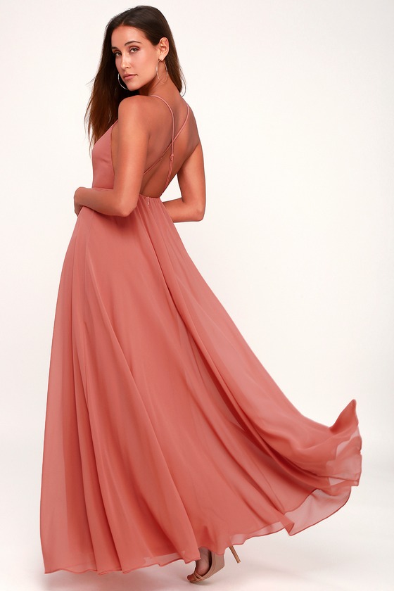 Lovely Rusty Rose Dress - Maxi Dress ...